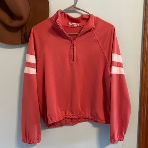 Cropped coral sweatshirt jacket